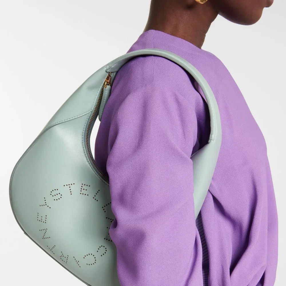 NEW STELLA MCCARTNEY Hobo Bag, Logo, Vegan Leather, Mint Green Shoulder Bag
